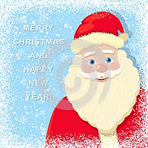 Snowy Christmas Background with Santa Claus