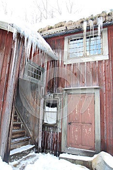 A snowy Christmas cabin