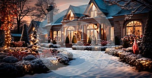 Snowy Christmas country house - AI generated image