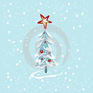 Snowy Christmas tree clip art