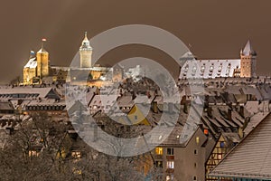 Snowy city by night-Nuremberg-Germany