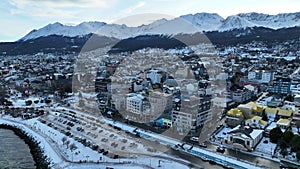 Snowy City At Ushuaia In Fin Del Mundo Argentina.