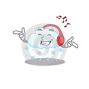 Snowy cloud Cartoon design concept listening music