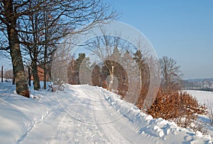 Snowy country road