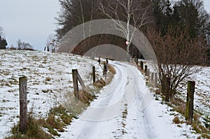 Snowy country road