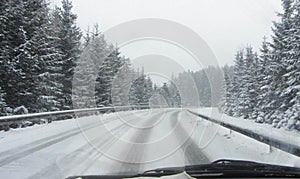 Snowy country road in winter