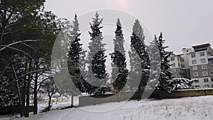 Snowy Day in Denizli, Turkey