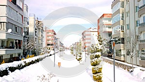 Snowy Day in Denizli, Turkey