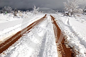 Snowy Dirt Road