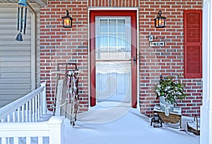 Snowy Entrance to a Residence