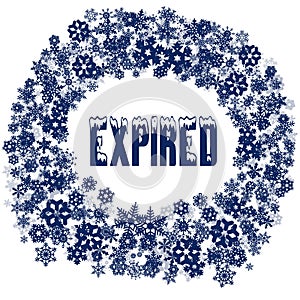 Snowy EXPIRED text in snowflake frame.