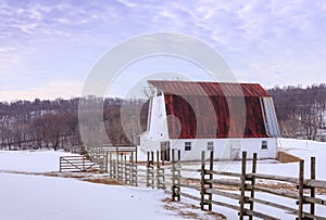 Snowy Field with Barn in Virginia Piedmont photo