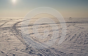 Snowy field. Ðžutdoors