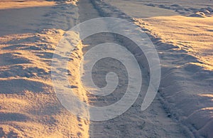 Snowy Footpath in a Countryside