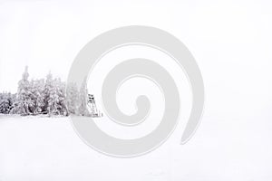 Snowy and frostbitten pulpit in the middle plains