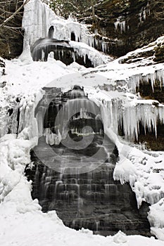 Snowy Frozen Winter Waterfall Cathedral Falls WV