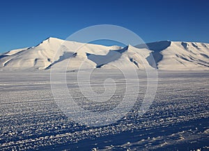 Snowy highway on Svalbard