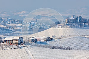 Snowy hills of Langhe, Italy