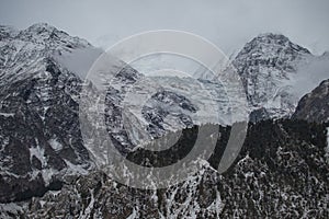 Snowy himalayan mountains by Ledar village