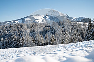 Snowy Kitzbuhel in winter, Austria photo