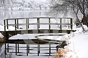 Snowy Landscape with Bridge Williams Bay, Wisconsin