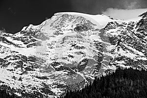 Snowy landscape of the French Alps in Haute-Savoie