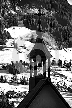 Snowy landscape of the French Alps in Haute-Savoie