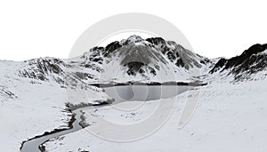 Snowy landscape isolated on a white background