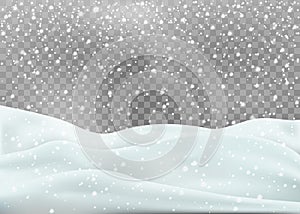 Snowy landscape isolated on white background. Vector illustration
