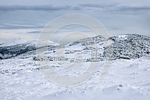 Snowy landscape in Low Tatras mountains, Slovakia, winter scene