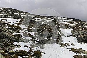 Snowy landscape in Serra da Estrela, Portugal.