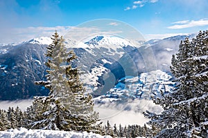 Snowy landscape - Winter ski resort in Austria - Hochzillertal photo