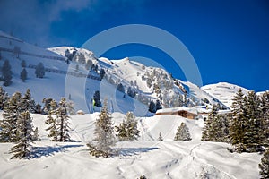 Snowy landscape - Winter ski resort in Austria - Hochzillertal photo