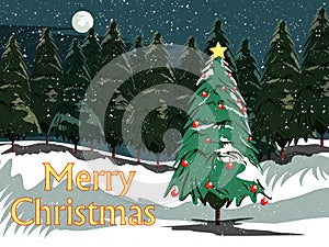 Snowy landscape wintertime background for Merry Christmas Holiday