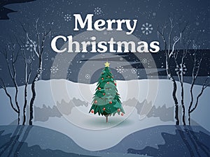 Snowy landscape wintertime background for Merry Christmas Holiday