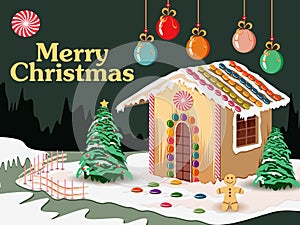 Snowy landscape wintertime background for Merry Christmas Holiday