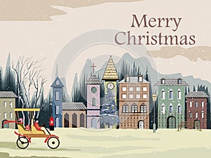 Snowy landscape wintertime background for Merry Christmas Holiday