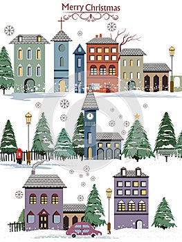 Snowy landscape wintertime background for Merry Christmas Holiday