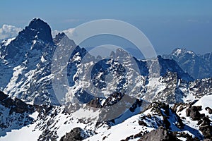 Snowy lansdscape in winter, Corsica, France, Europe