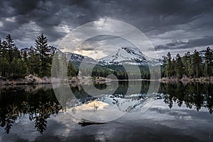 Snowy Lassen Peak and Manzanita Lake, Lassen Volcanic National Park