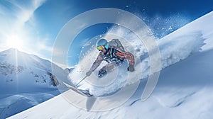 The Snowy Launch - A Skier\'s Leap of Adrenaline and Adventure