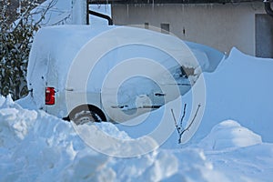 Snowy minivan