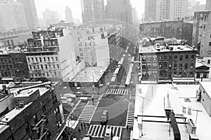 Snowy morning from a rooftop in NYC
