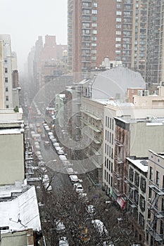 Snowy morning from a rooftop in NYC