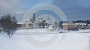 Snowy Moscow from Zaryadye Park