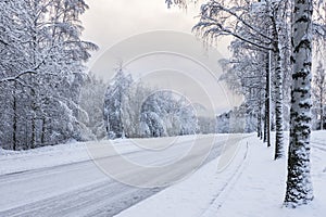 Snowy motor road