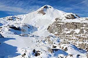 Snowy mountain Arles in the winter Pyrenees photo