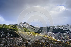 Snowy mountain of Hervas in autumn, Extremadura photo