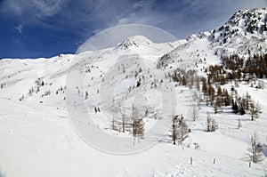 Snowy mountain landscape