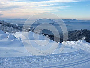 Snowy mountain landscape in Central Slovakia